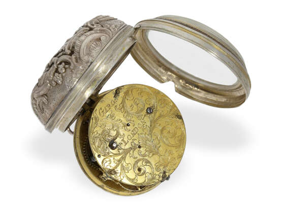 Taschenuhr: sehr seltene englische Sack-Uhr mit Scheinpendel, Peter Garon London, um 1700 - Foto 2