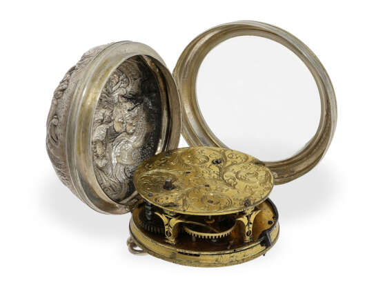 Taschenuhr: sehr seltene englische Sack-Uhr mit Scheinpendel, Peter Garon London, um 1700 - фото 3