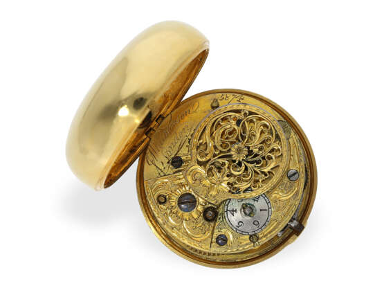 Taschenuhr: Repoussé-Spindeluhr von herausragender Qualität, möglicherweise Moser, Williamson London, um 1780 - photo 4