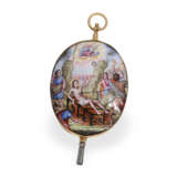 Musealer Emaille-Spindeluhrenschlüssel mit Heiligenbildnis, verm. 18. Jahrhundert - Foto 1