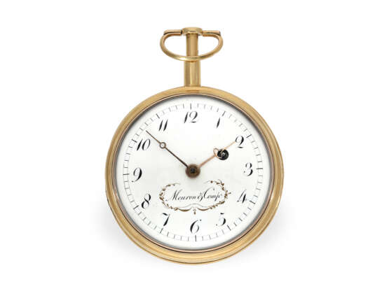 Taschenuhr: extrem seltene, schwere goldene Spindeluhr mit Minutenrepetition, Meuron & Company, ca.1800 - photo 1