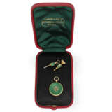 Taschenuhr: Gold/Emaille-Miniatur-Lepine mit Schlüssel und Petschaft, Originalbox Mellerio Paris - Foto 8