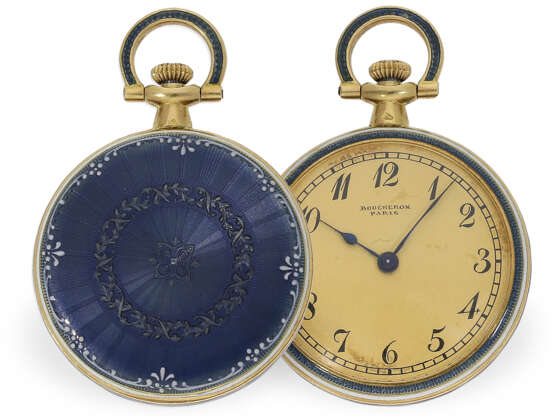 Anhängeuhr/Taschenuhr: exquisite ‘’BELLE EPOQUE’’ Gold/Emaille-Uhr, Boucheron Paris, um 1900 - фото 1