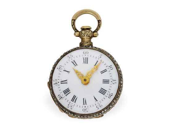 Louis XV Chatelaine-Uhr aus Gold & Bloodstone, zugeschrieben Mellerio dit Meller, Paris, um 1850 - Foto 4