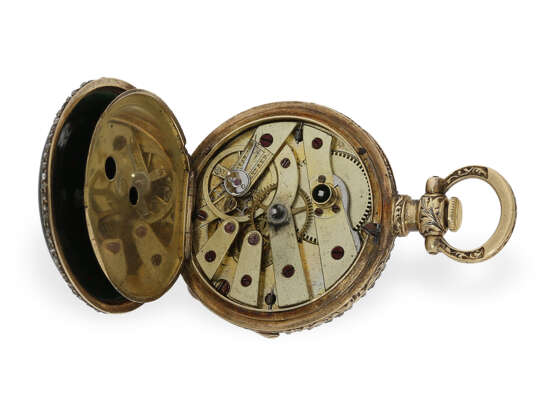 Louis XV Chatelaine-Uhr aus Gold & Bloodstone, zugeschrieben Mellerio dit Meller, Paris, um 1850 - Foto 5
