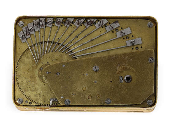 Schnupftabakdose: exquisite Gold/Emaille-Dose mit Musikspielwerk, Georges Reymond/Piguet Meylan, Geneva ca.1820 - Foto 5