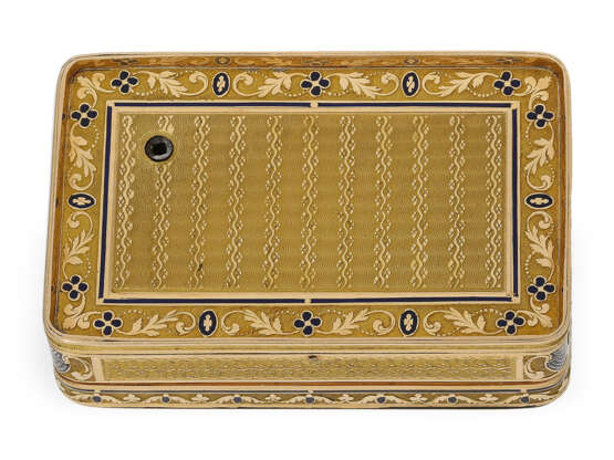 Schnupftabakdose: exquisite Gold/Emaille-Dose mit Musikspielwerk, Georges Reymond/Piguet Meylan, Geneva ca.1820 - фото 7