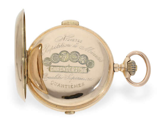 Taschenuhr: außergewöhnliche große, astronomische Goldsavonnette mit 7 Komplikationen, ca. 1890 - Foto 3