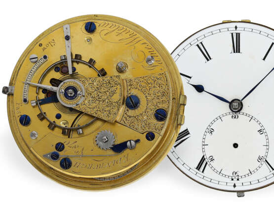 Taschenuhr: feines Chronometerwerk mit Federchronometer-Hemmung, James Whitelaw Edinburgh, ca. 1820 - photo 1