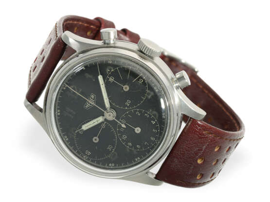 Armbanduhr: großer, seltener Heuer Pre-Carrera Chronograph mit Tropical-Dial, ca. 1950 - photo 1