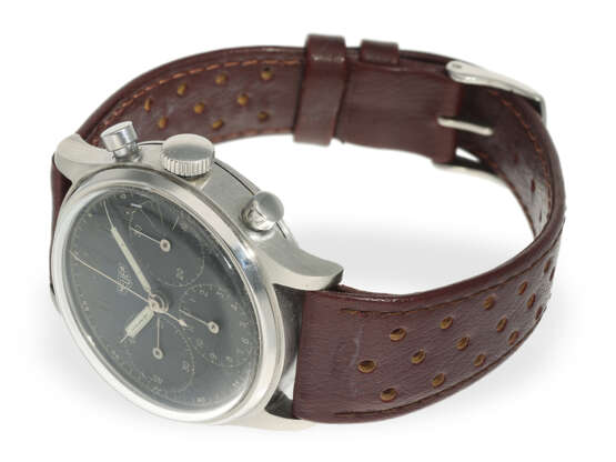 Armbanduhr: großer, seltener Heuer Pre-Carrera Chronograph mit Tropical-Dial, ca. 1950 - photo 2