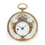Taschenuhr: museale Gold/Emaille-Spindel-Formuhr für den chinesischen Markt "Die Vase", ca. 1780, nur etwa 10 Exemplare sind bekannt! - фото 1