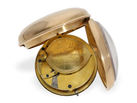 Taschenuhr: bedeutende frühe, goldene Automatik-Uhr mit Zentralsekunde, zugeschrieben Moÿse Gevril, um 1785 - фото 2