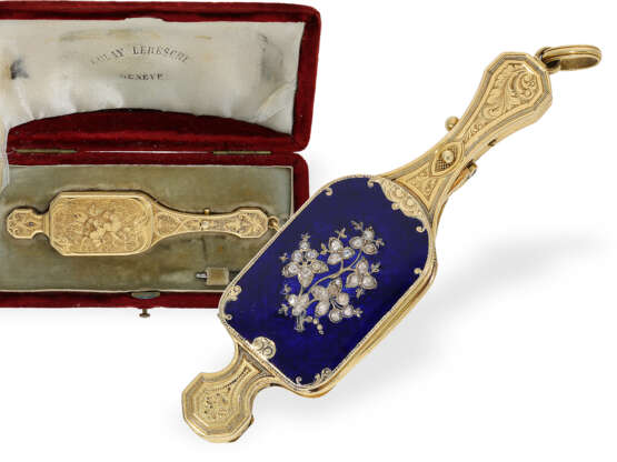 Museale Rarität, Gold/Emaille-Lorgnette mit Diamantbesatz, Czapek & Cie. Geneve um 1848 - фото 1