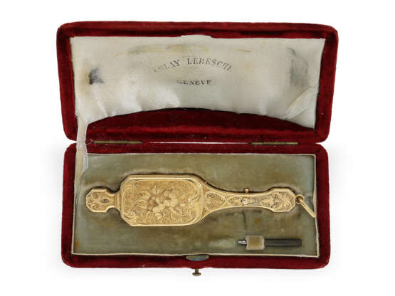 Lorgnette/Lorgnon: Genfer Lorgnon mit versteckter Uhr, Originalbox, Golay Lereche Geneve ca. 1850 - Foto 6