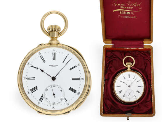 Taschenuhr: äußerst seltenes, hochfeines Chronometer mit 5-Minuten-Repetition, Henry Capt Geneve - Foto 1