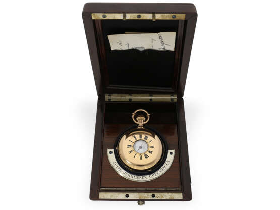 Taschenuhr: Rarität, Jules Jürgensen Doppelkomplikation, Minutenrepetition & Chronograph, Originalpapiere & Originalbox, ca.1887 - photo 8