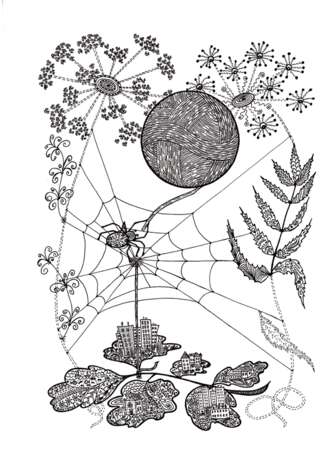 «La toile d'araignée» Carton Technique mixte Mythologique 2015 - photo 1