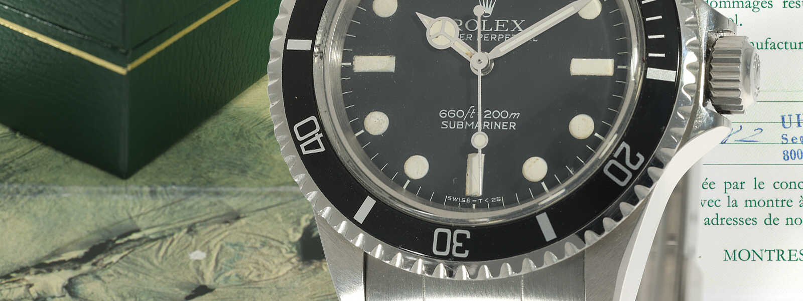 Armbanduhr: sehr schöne Rolex Submariner No Date "Maxi Dial", REF 5513, Fullset, LC100, 1982