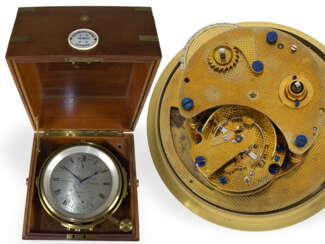 Hochfeines, großes Marinechronometer mit 8-Tage-Werk und "Auxiliary compensation balance", White & Hutton No.6079, ca. 1920