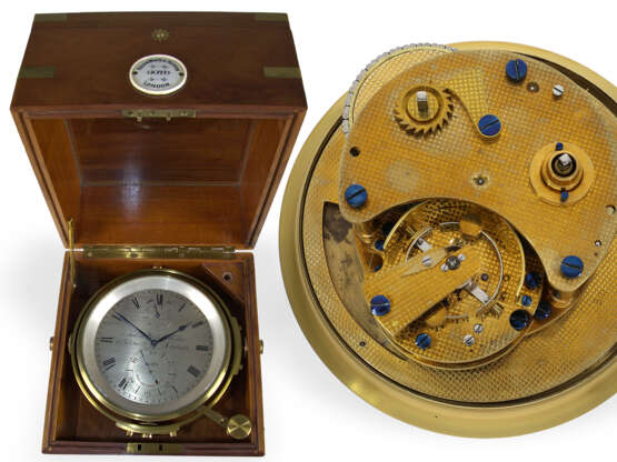 Hochfeines, großes Marinechronometer mit 8-Tage-Werk und "Auxiliary compensation balance", White & Hutton No.6079, ca. 1920 - Foto 1