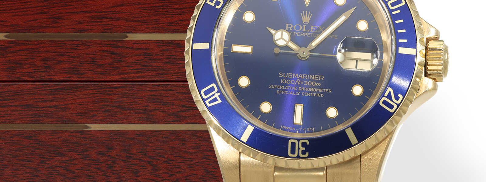 Armbanduhr: luxuriöse Rolex Submariner Date in Vollgold, REF. 16618, E-Serie, Sondermodell, LC100, Fullset