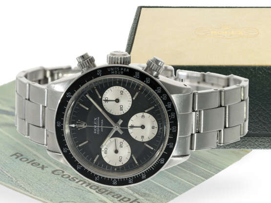 Armbanduhr: Rarität, vintage Rolex Daytona REF. 6240 "Black Dial" , Stahl, Fullset, deutsche Papiere 1970 - Foto 1