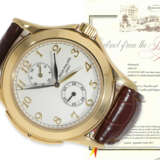 Armbanduhr: nahezu neuwertige, große Patek Philippe "CALATRAVA TRAVEL TIME" Ref.5134, mit Stammbuchauszug, Genf, 2002 - Foto 1