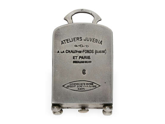 Reiseuhr/Tischuhr: Miniatur-Emaille-Reiseuhr, Juvenia Paris, ca.1920, Originalbox - photo 4