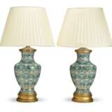 A PAIR OF CHINESE CLOISONNÉ ENAMEL TURQUOISE-GROUND VASES, MOUNTED AS LAMPS - photo 2
