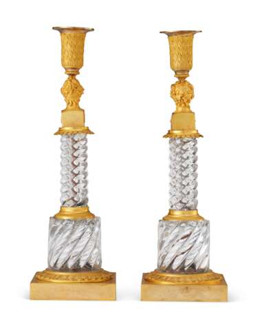 A PAIR OF RUSSIAN ORMOLU AND MOLDED GLASS CANDLESTICKS - photo 2
