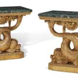 A MATCHED PAIR OF REGENCY GILTWOOD CONSOLE TABLES - фото 1