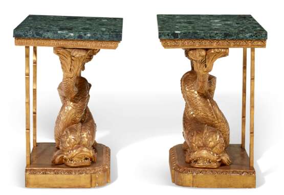 A MATCHED PAIR OF REGENCY GILTWOOD CONSOLE TABLES - фото 3