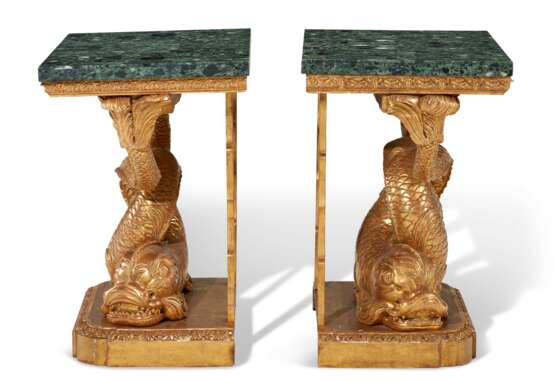 A MATCHED PAIR OF REGENCY GILTWOOD CONSOLE TABLES - фото 4