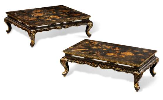 TWO CHINESE BLACK AND GILT LACQUER LOW TABLES - photo 1