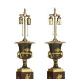 A PAIR OF FRENCH ORMOLU, PATINATED BRONZE AND ROUGE GRIOTTE MARBLE VASES, MOUNTED AS LAMPS - photo 2
