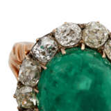 Damenring mit 1 Smaragd und 13 Altschliffdiamanten - photo 5