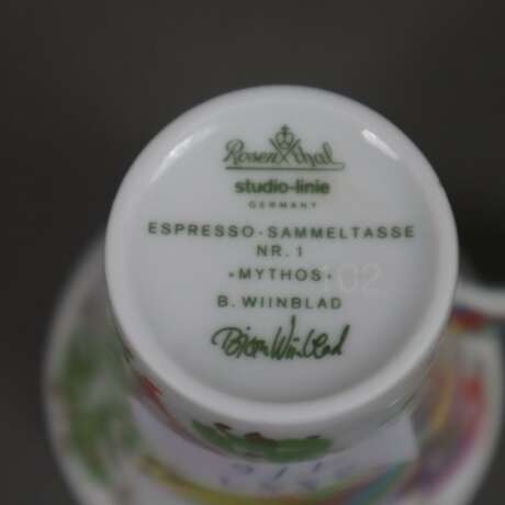 6 Espresso-Sammeltassen auf Untertassen mit Löffeln - фото 9