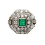 Belle Epoque Ring mit Smaragd und Diamanten - photo 1
