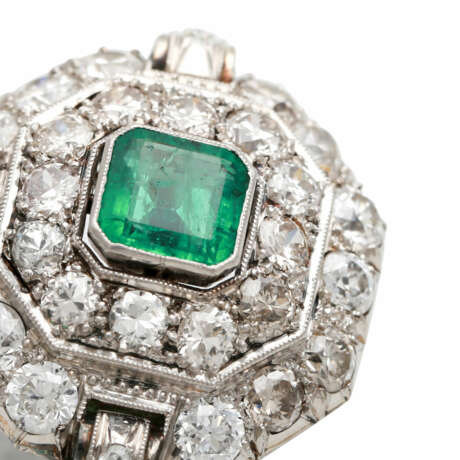 Belle Epoque Ring mit Smaragd und Diamanten - Foto 5