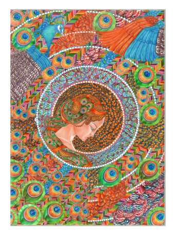 Картина «Мысли», Ватман, Цветной карандаш, фантазийная иллюстрация, орнаментально-растительными и звериными мотивами, Украина, 1917 г. - фото 1