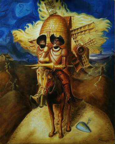 Видения Дон Кихота Canvas on the subframe Oil Surrealism Mythological painting Россия Новокузнецк 2022 - photo 2