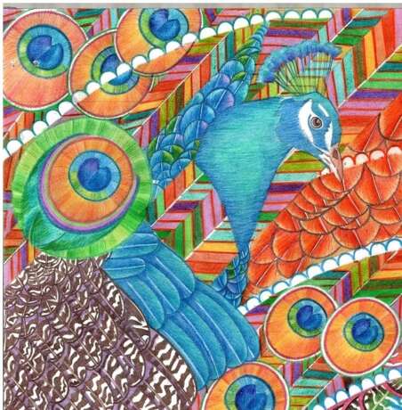 Картина «Мысли», Ватман, Цветной карандаш, фантазийная иллюстрация, орнаментально-растительными и звериными мотивами, Украина, 1917 г. - фото 3
