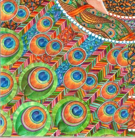 Peinture «Мысли», Papier Whatman, Crayon de couleur, фантазийная иллюстрация, орнаментально-растительными и звериными мотивами, Ukraine, 1917 - photo 4