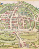 BRAUN, GEORG UND HOGENBERG, FRANZ (NACH) 1541 Köln bzw. 1535 Mechelen - 1622 Köln bzw. 1590 Köln ZWEI KUPFERSTICHE: 'CIVITAS EXONIAE (VULGO EXCESTER) URBS (...)' UND 'YORKE / SHROWESBURY / LANCASTER / RICHMONT'