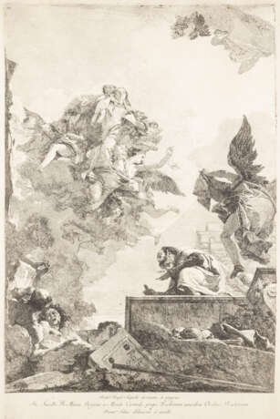 GIOVANNI DOMENICO TIEPOLO 1727 Venedig - 1804 ebenda DIE MADONNA DEL CARMELO ERSCHEINT DEM HL. SIMON STOCK (NACH GIOVANNI BATTISTA TIEPOLO - 1759) - Foto 1