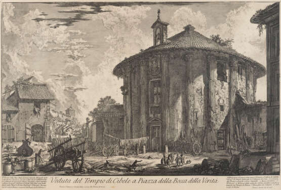 GIOVANNI BATTISTA PIRANESI 1720 Venedig - 1778 Rom 'VEDUTA DEL TEMPIO DI CIBELE A PIAZZA DELLA BOCCA DELLA VERITÁ' - Foto 1