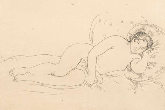 PIERRE-AUGUSTE RENOIR 1841 Limoges - 1919 Cagnes-sur-Mer 'FEMME NUE COUCHÉE, TOURNÉE À DROITE' (1906) - photo 1