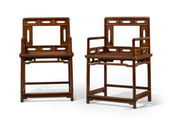 A PAIR OF HUANGHUALI LOW-BACK ARMCHAIRS