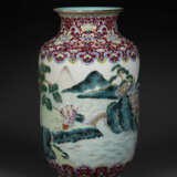 A FAMILLE ROSE LANTERN-SHAPED VASE WITH BOYS IN A LANDSCAPE - фото 2